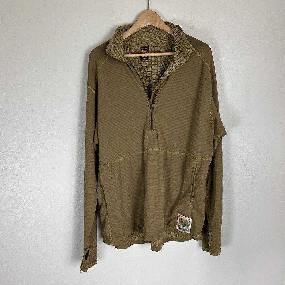 USMC FROG FR Fire Resistant Polartec Grid Fleece 1/2 Zip Men L Coyote Peckham